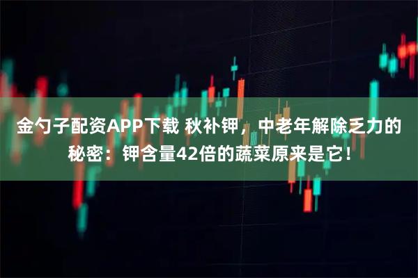金勺子配资APP下载 秋补钾，中老年解除乏力的秘密：钾含量42倍的蔬菜原来是它！