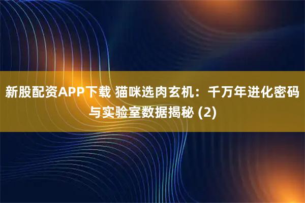 新股配资APP下载 猫咪选肉玄机：千万年进化密码与实验室数据揭秘 (2)